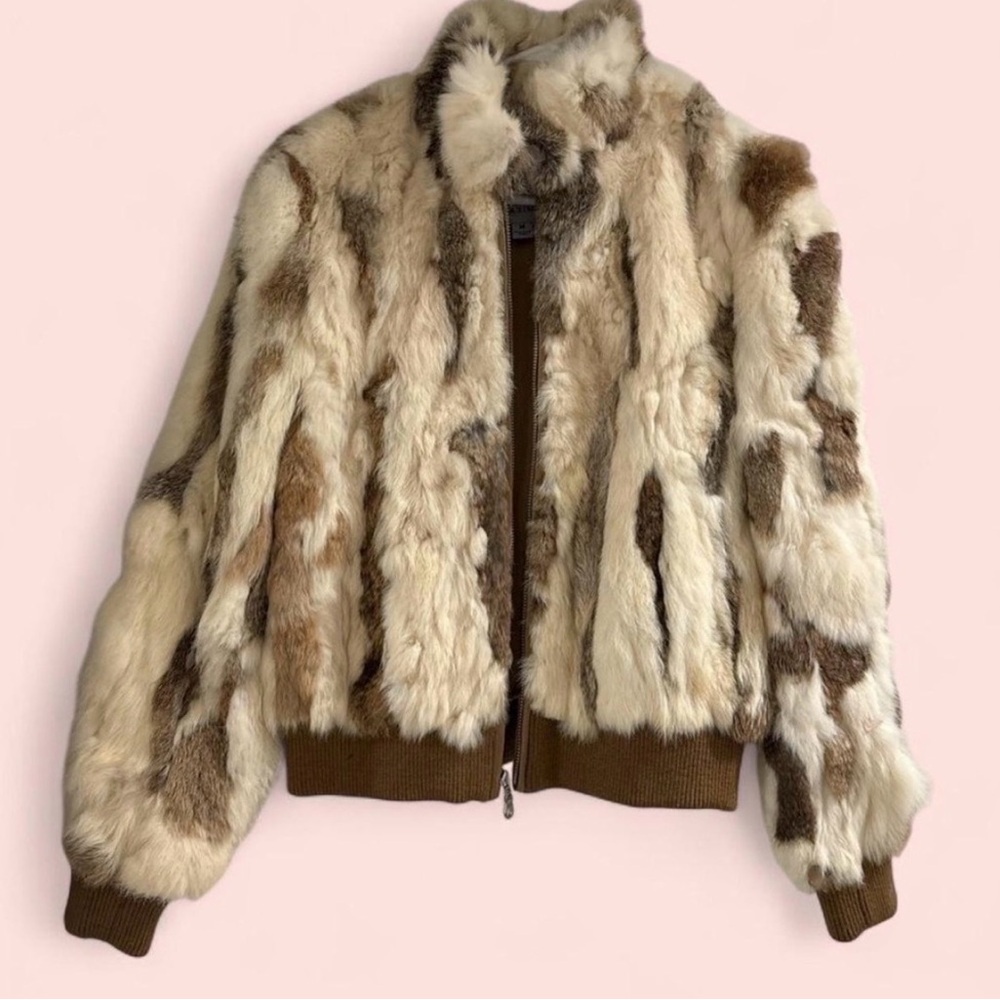 Vintage Wilson’s Leather Women's Fur Jacket in Brown and Cream